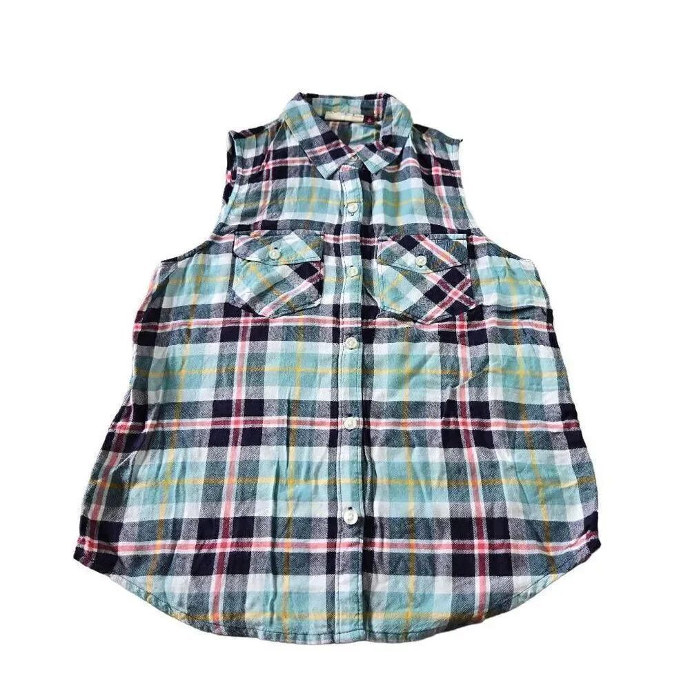 So plaid buttondown Woman tanktop shirt S Jrs